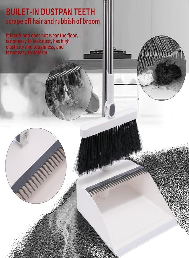 Dhamee Plastic, Synthetic Broom And Dustpan Set With Long Handle Upright Standing Broom Dustpan Claning Set Ideal For Home, Kitchen And Office Pet Hair Removel Floor Use Extension Pole - Image 5